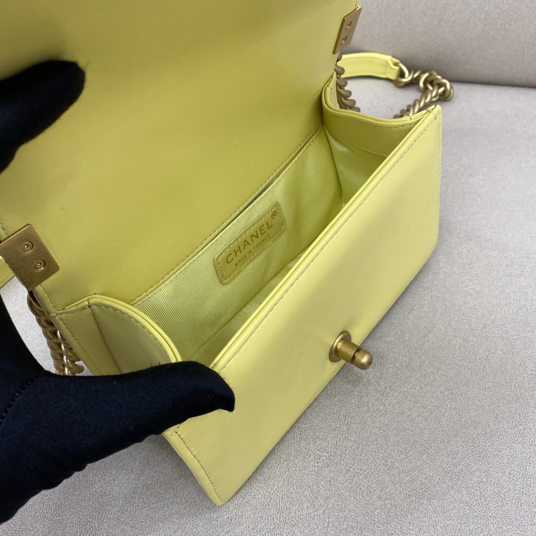 Lambskin Small Boy Handbag Flap Bag A67085 Yellow